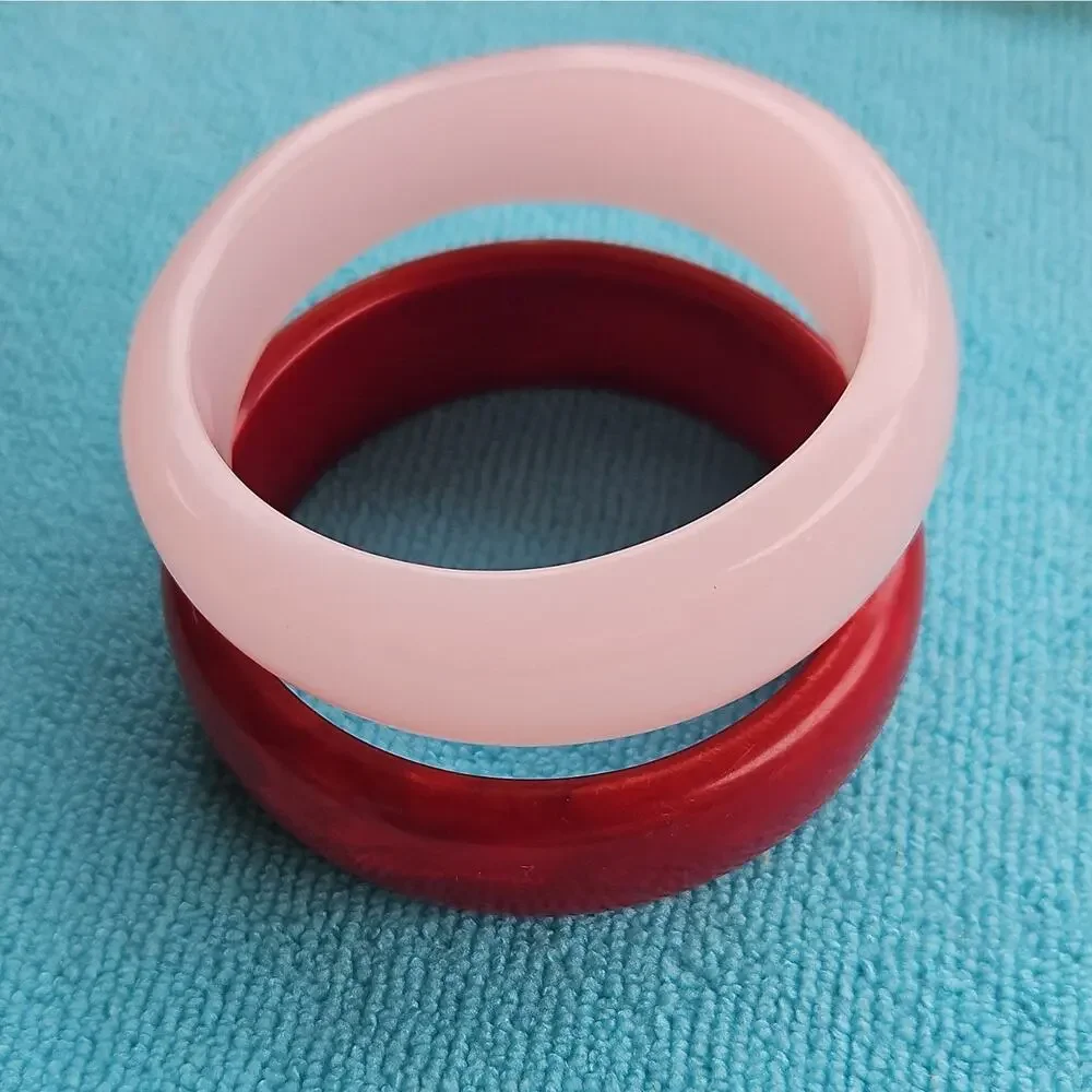 Vtg Translucent Bangles Red Swirled And Petal Pink